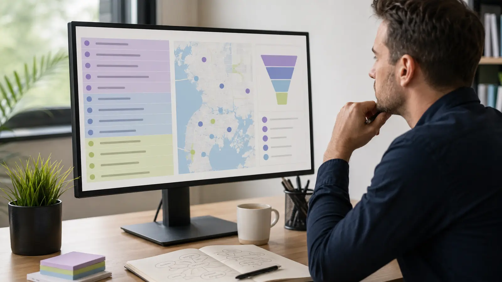 Marketing strategist organizing local keywords by search intent and Tampa Bay location