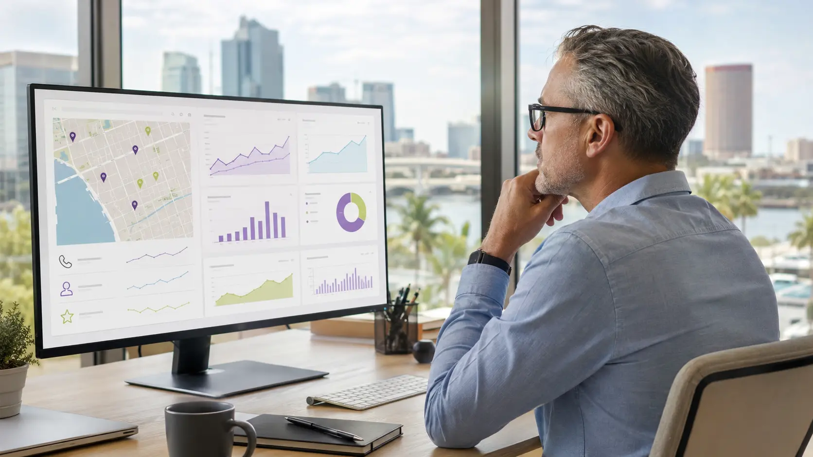 Local SEO specialist reviewing performance metrics